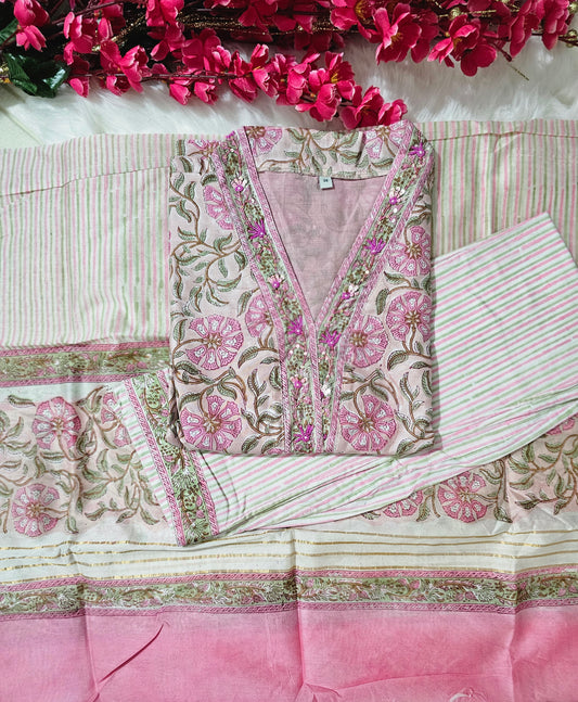 "DIVINE" Pure Chanderi Pink Suit